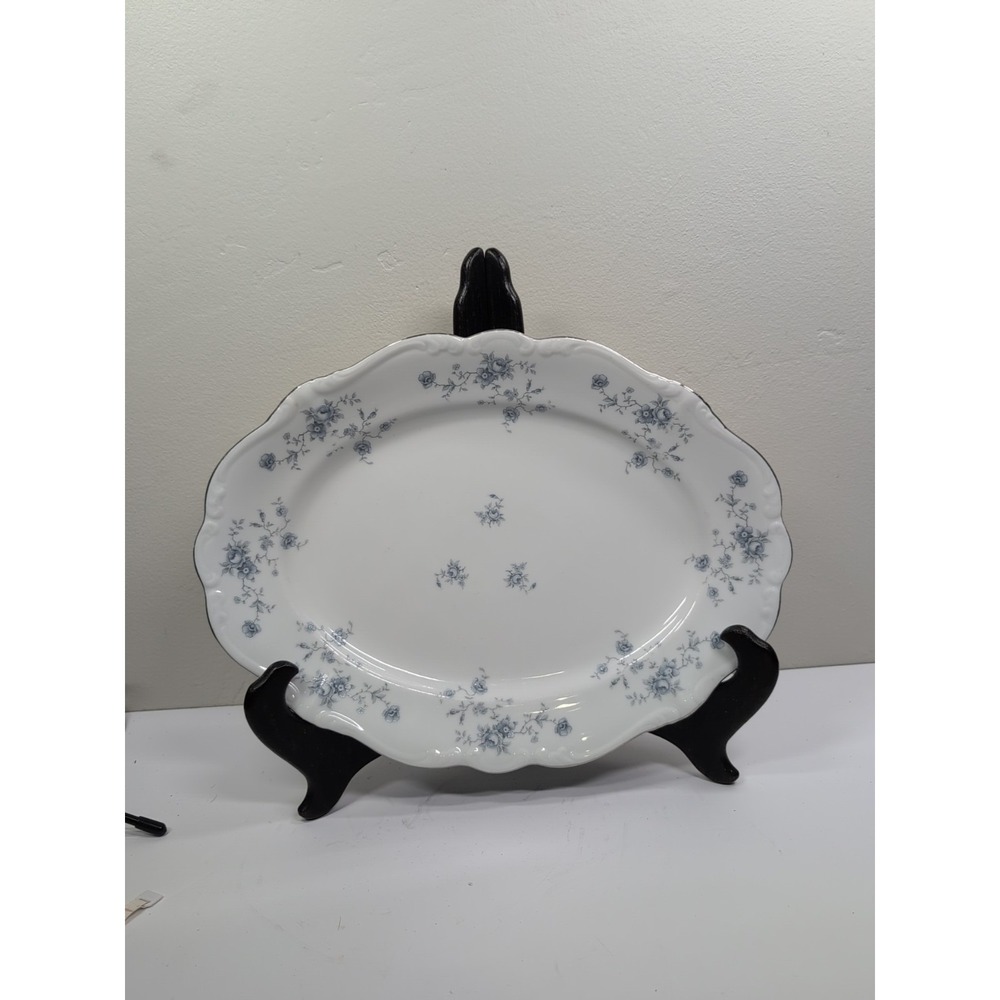 Vintage Johann Haviland‎ Bavaria Germany Blue Garland 13" Oval Meat Platter